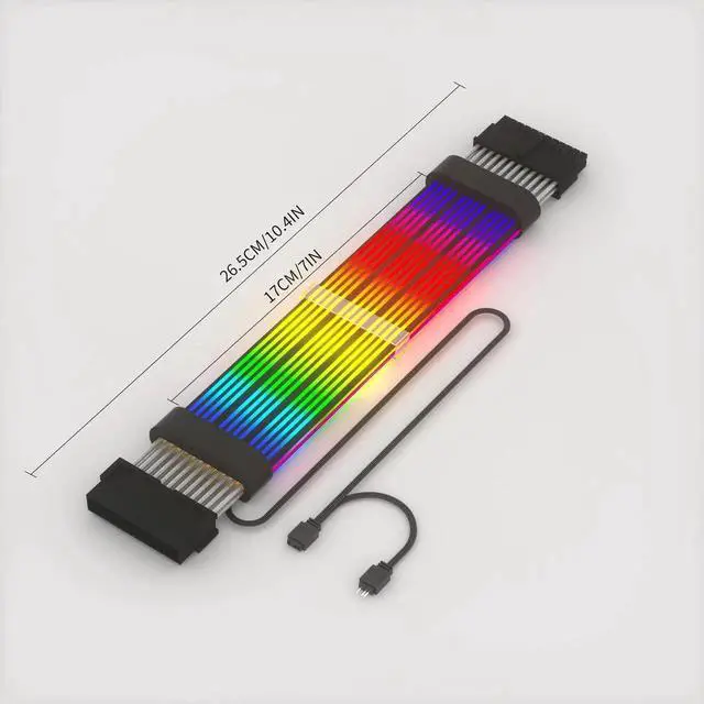 Alt view image 7 of 7 - 24 Pin RGB Cable,RGB PSU Cables Extensions - 5V 3Pin Addressable ARGB Motherboard Power Supply fit Black PC Case Build Black Style