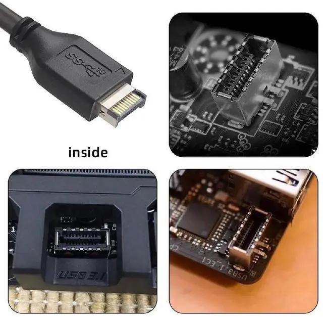 Alt view image 4 of 7 - 10Gbps 4 Ports HUB Front Panel USB 3.1 Type-A & Type-C to Motherboard Type-E Connector Cable 10Gbps for 5.25" CD-ROM Bay Tray