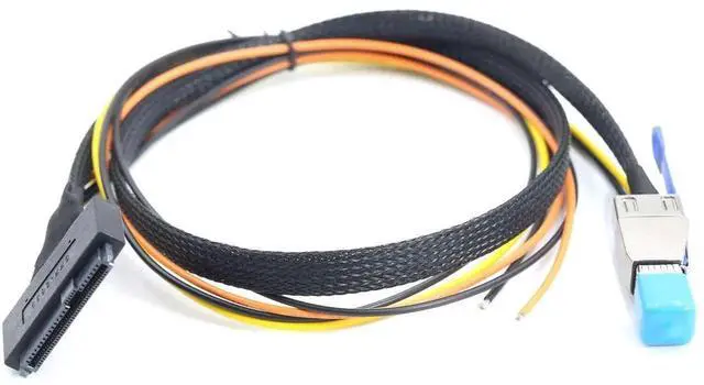 Alt view image 3 of 5 - Mini SAS HD SFF-8644 to U.2 SFF-8639 Adapter Cable with power supply OPEN cable 50CM