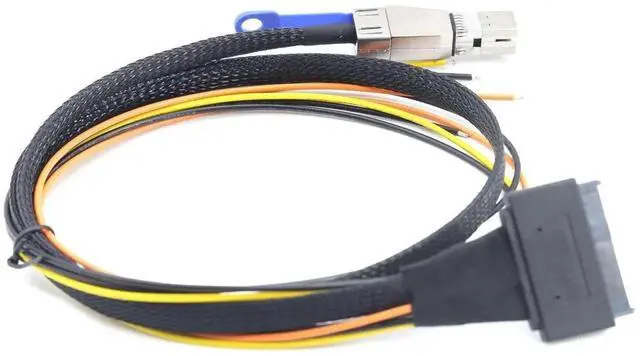 Alt view image 4 of 5 - Mini SAS HD SFF-8644 to U.2 SFF-8639 Adapter Cable with power supply OPEN cable 50CM