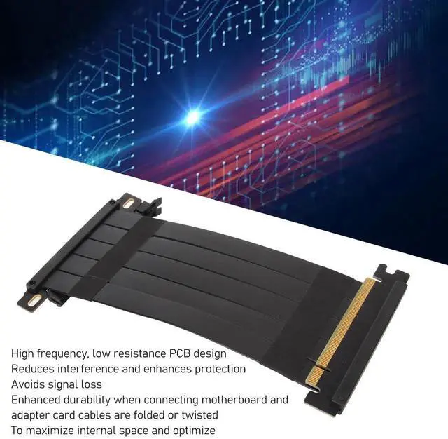 Alt view image 3 of 7 - PCIE 4.0 x16 Extender Riser Cable, High Dual Sided Reverse 180 Degree PCI E Ports GPU Graphic Card Extension Cable for RX 7900 7800 7700 7600 7500,etc (Black) 18CM