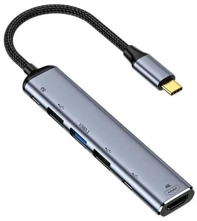 Main image of Type C USB3.1 USB-C to HDMI 4K Dual USB 3.0 HUB Converter HDTV Multiport Adapter 60hz with Female 100W PD Power Port