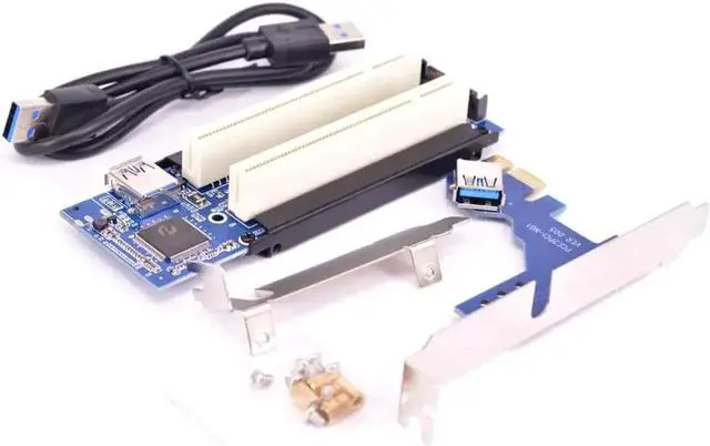 Alt view image 2 of 5 - Converter PCIe x1 x4 x8 x16 to Dual PCI slots adapter, pci express to 2 pci card