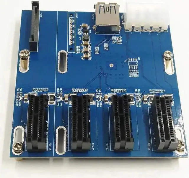 Alt view image 3 of 6 - Ship PCI-E Turn PCIe Riser Cards 1 to 4 PCI-E 1X Expansion Cards 4 Port PCIe slots/PCIePort Multiplier Cards for Miner BTC