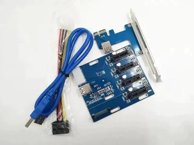 Alt view image 6 of 6 - Ship PCI-E Turn PCIe Riser Cards 1 to 4 PCI-E 1X Expansion Cards 4 Port PCIe slots/PCIePort Multiplier Cards for Miner BTC