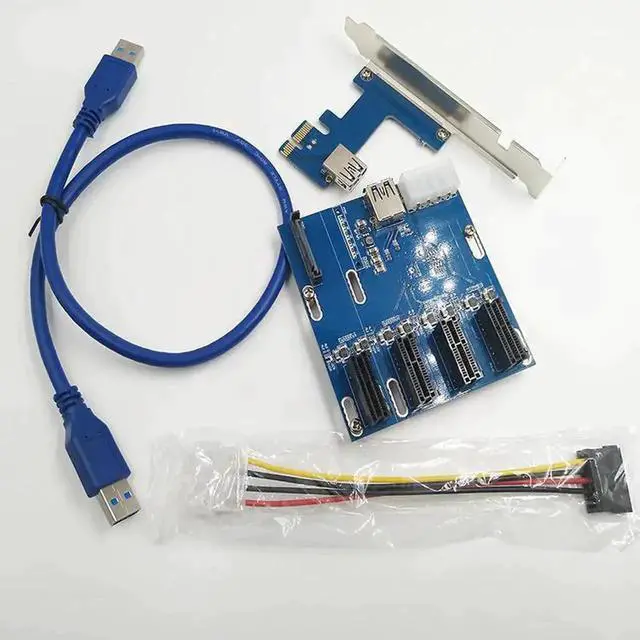 Main image of Ship PCI-E Turn PCIe Riser Cards 1 to 4 PCI-E 1X Expansion Cards 4 Port PCIe slots/PCIePort Multiplier Cards for Miner BTC