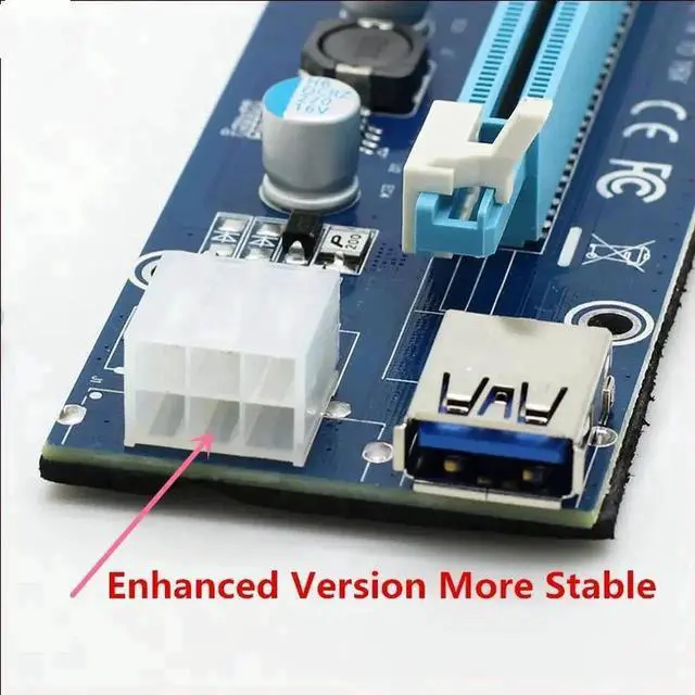 Alt view image 5 of 6 - 5PCS Super Stable PCI-E1X to 16X Graphics Card Patch Cord 6Pin USB3.0 PCI-E Extension Power Cable For ETH BTC GPU Miner Machine