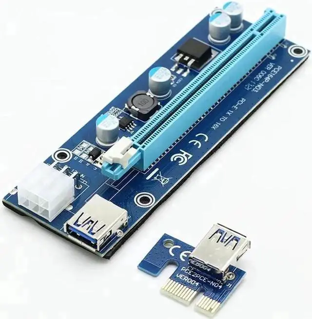 Alt view image 6 of 6 - 5PCS Super Stable PCI-E1X to 16X Graphics Card Patch Cord 6Pin USB3.0 PCI-E Extension Power Cable For ETH BTC GPU Miner Machine