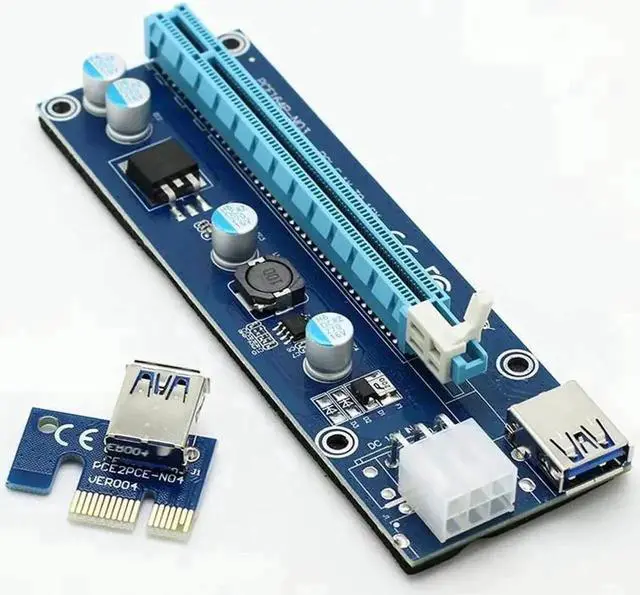 Alt view image 2 of 6 - 5PCS Super Stable PCI-E1X to 16X Graphics Card Patch Cord 6Pin USB3.0 PCI-E Extension Power Cable For ETH BTC GPU Miner Machine