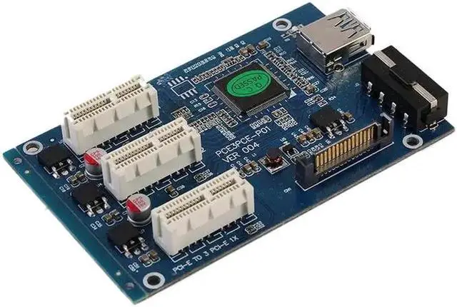 Alt view image 6 of 6 - PCI-e Express 1X to 3 Port 1X Switch Multiplier HUB Riser Card USB3.0 Cable Hub Riser