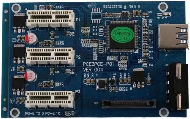 Alt view image 5 of 6 - PCI-e Express 1X to 3 Port 1X Switch Multiplier HUB Riser Card USB3.0 Cable Hub Riser