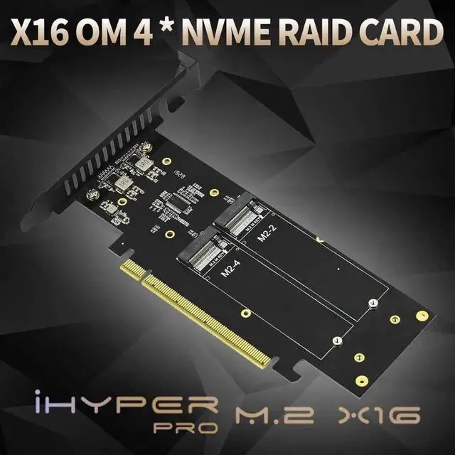 Alt view image 3 of 7 - M.2 PCIE4.0 X16 to 4X NVME Adapter Card PCIE4.0 GEN4 X16 to 4X NVME RAID Card PCI-E VROC Card