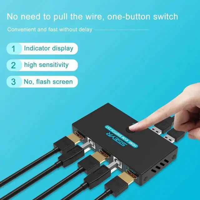 Alt view image 4 of 6 - SGEYR 2x1 HDMI KVM Switch 4K 2 Port USB KVM Switch 2 PC 1 Monitor KVM Switch Keyboard Mouse Share Support 4Kx2K@30Hz 3D 1080P