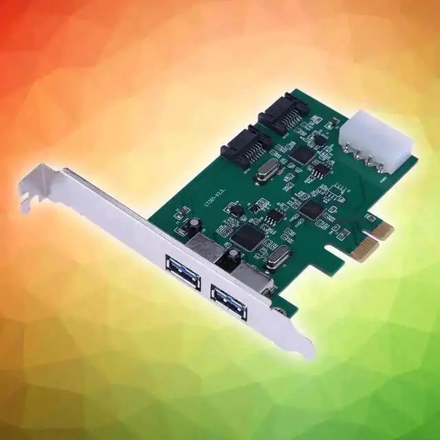 Main image of High Speed 2 Port USB 3.0 + 2 Port SATA 3.0 Desktop PCI-E Adapter Extension Card for Desktop Computer Add On Cards