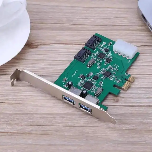 Alt view image 3 of 6 - High Speed 2 Port USB 3.0 + 2 Port SATA 3.0 Desktop PCI-E Adapter Extension Card for Desktop Computer Add On Cards