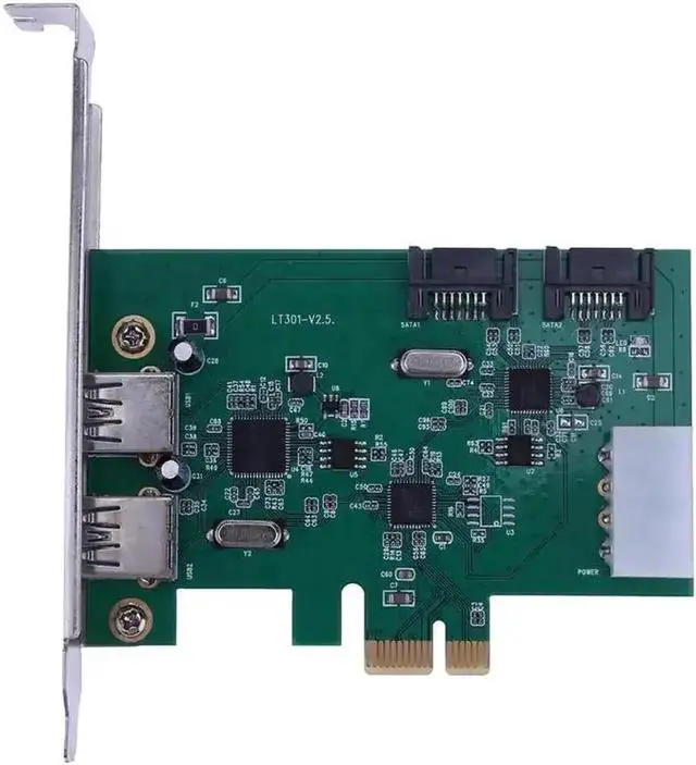 Alt view image 4 of 6 - High Speed 2 Port USB 3.0 + 2 Port SATA 3.0 Desktop PCI-E Adapter Extension Card for Desktop Computer Add On Cards