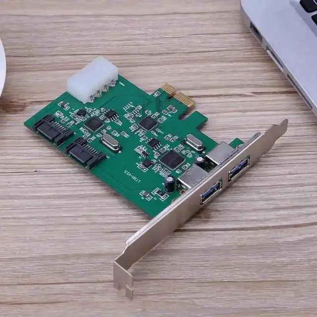 Alt view image 6 of 6 - High Speed 2 Port USB 3.0 + 2 Port SATA 3.0 Desktop PCI-E Adapter Extension Card for Desktop Computer Add On Cards