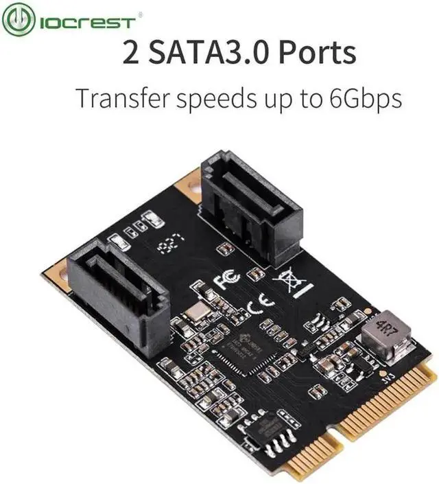 Alt view image 4 of 6 - 2 Port SATA III Full Height Mini PCIE 3.0 gen3 high speed Controller Card