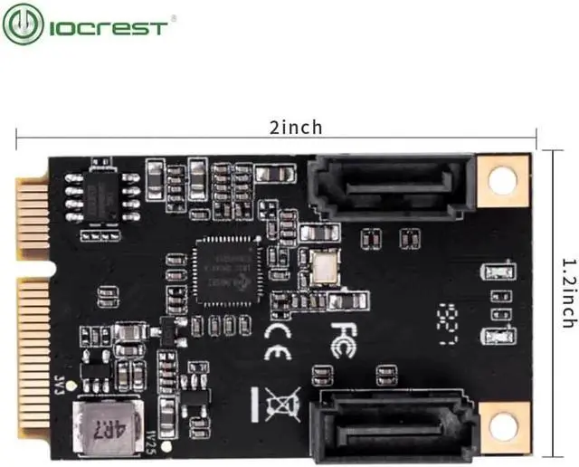 Alt view image 3 of 6 - 2 Port SATA III Full Height Mini PCIE 3.0 gen3 high speed Controller Card