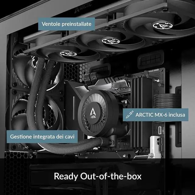 Alt view image 6 of 7 - ARCTIC Liquid Freezer III 360 - CPU AIO Water Cooler, Water Cooling PC, Intel & AMD, Efficient PWM-Controlled Pump, Fan: 2001800 RPM, LGA1851 and LGA1700 Contact Frame - Black