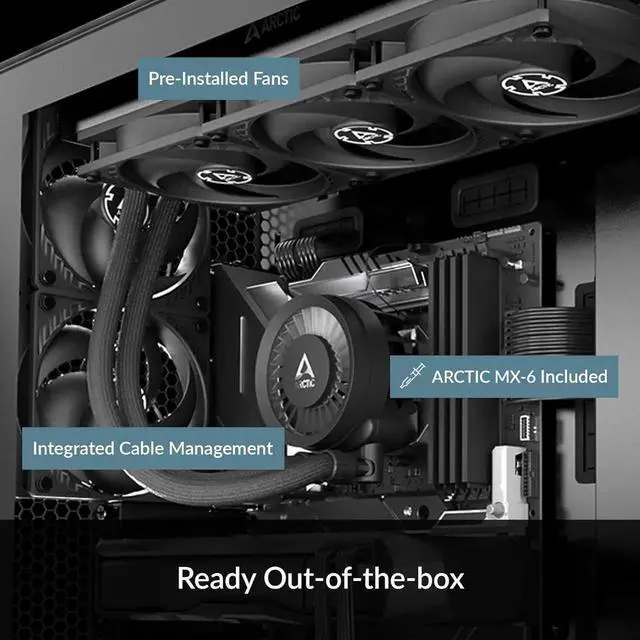 Alt view image 4 of 7 - ARCTIC Liquid Freezer III 360 - CPU AIO Water Cooler, Water Cooling PC, Intel & AMD, Efficient PWM-Controlled Pump, Fan: 2001800 RPM, LGA1851 and LGA1700 Contact Frame - Black