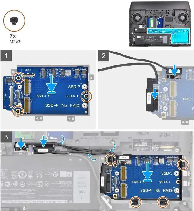 Alt view image 3 of 5 - Deal4GO SATA Interposer Board D3P25 LS-J106P to NVMe M.2 SSD Hard Drive SSD-3 and SSD-4 w/ 2.5" HDD Bracket R24Y6 for Dell Alienware Area-51m R2