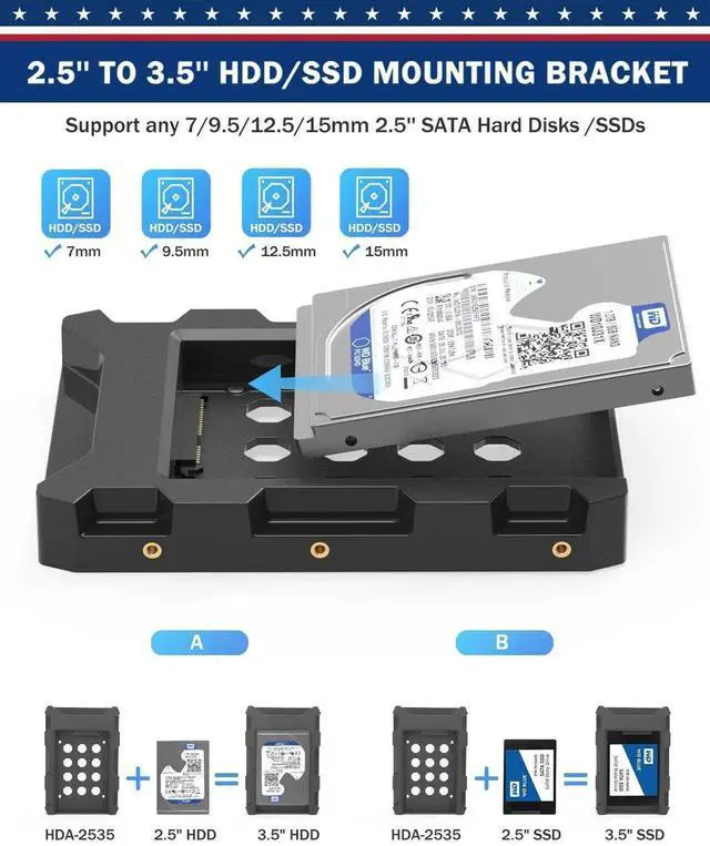 Alt view image 4 of 5 - DecorStat 4 Pack SSD HDD Holder Mounting Bracket Hard Drive Adapter 2.5'' to 3.5'' SSD Bracket Converter Internal Hard Disk Drive Caddy Case Tray for 2.5 HDD with SATA III Interface Hot Swap Plug