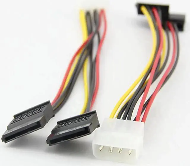 Alt view image 4 of 5 - 4 Pin IDE Power splitter IDE to sata 1 Male To 2 Female ATA SATA Y Splitter computer power supply cables extension cord