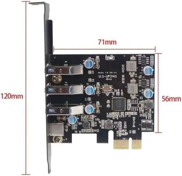 Alt view image 3 of 7 - USB 3.0+ USB C Port PCI-E Expansion Card PCI Express 1X PCIe USB 3.0 HUB Adapter Card 4-Port USB3.0 5Gbps Controller for 2U Case (Type A for 2U case)