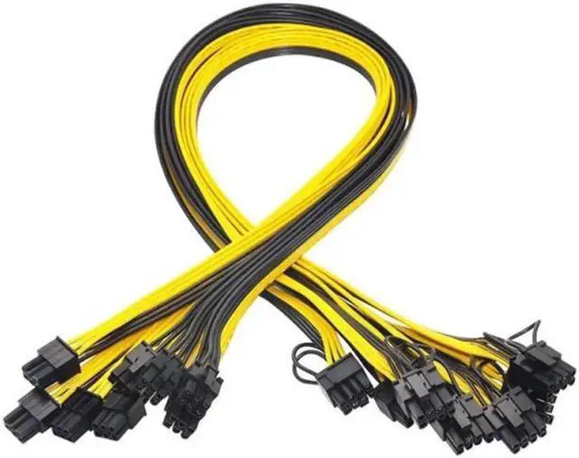 Main image of WISDUM 10Pcs 16AWG 6 Pin PCI-E to 8 Pin (6+2) PCI-E (Male to Male) GPU Power Cable for HP Server Breakout Board for Mining