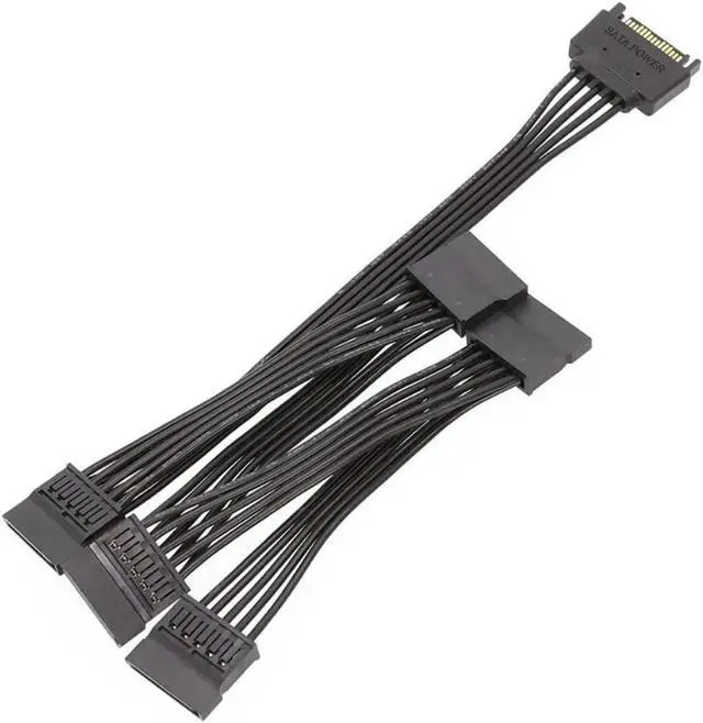 Alt view image 2 of 3 - WISDUM 15 Pin SATA Power Extension Hard Drive Cable 1 Male To 5 Female Splitter Adapter Hard Disk Expansion Cable (60CM)