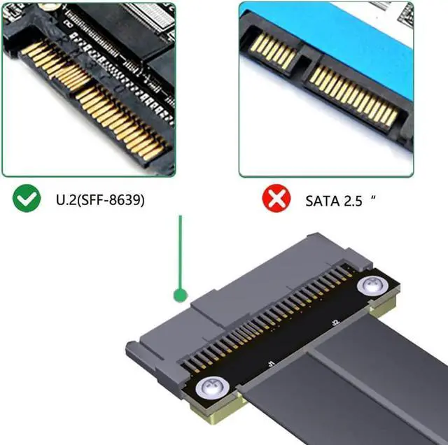 Alt view image 2 of 3 - WISDUM Riser Cable 20cm SFF-8639 U.2 to NGFF M.2 Key M Extension Cable Flexible Cable Riser Card Extension Port Adapter for U2 NVME SSD