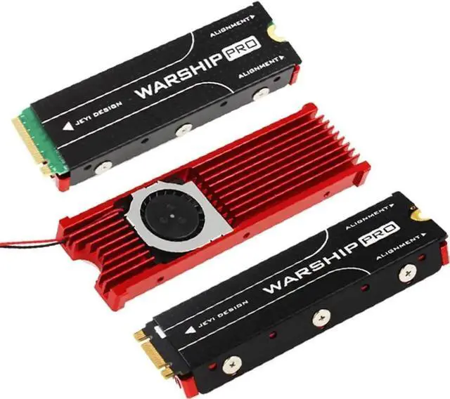 Main image of WISDUM Cooling Warship Fan NVME NGFF M.2 Heatsink 2280 ssd Metal Sheet Thermal Conductivity Silicon Wafer Cooling Fan Heatsink (Red)