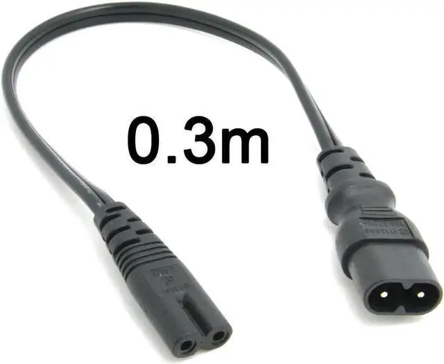 Alt view image 2 of 3 - WISDUM IEC 60320 C8 Plug to C7 Receptacle Male to Female Extension Power Supply Main Adapter Cable 30cm