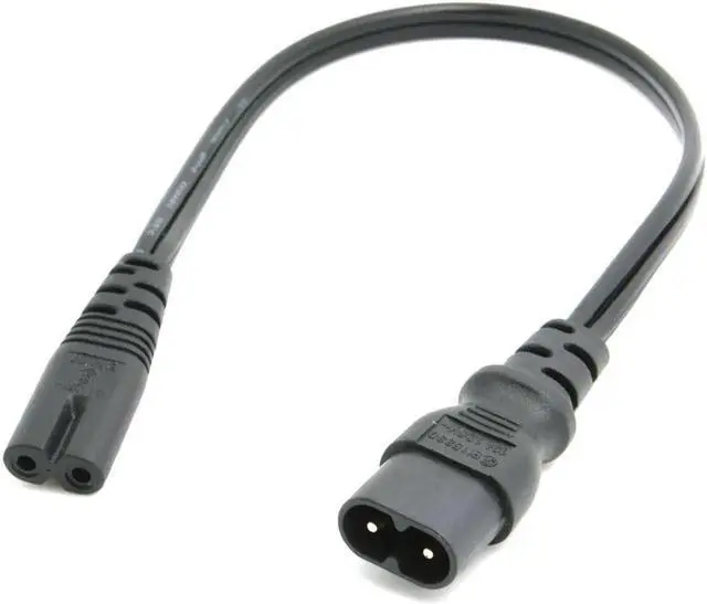 Alt view image 3 of 3 - WISDUM IEC 60320 C8 Plug to C7 Receptacle Male to Female Extension Power Supply Main Adapter Cable 30cm