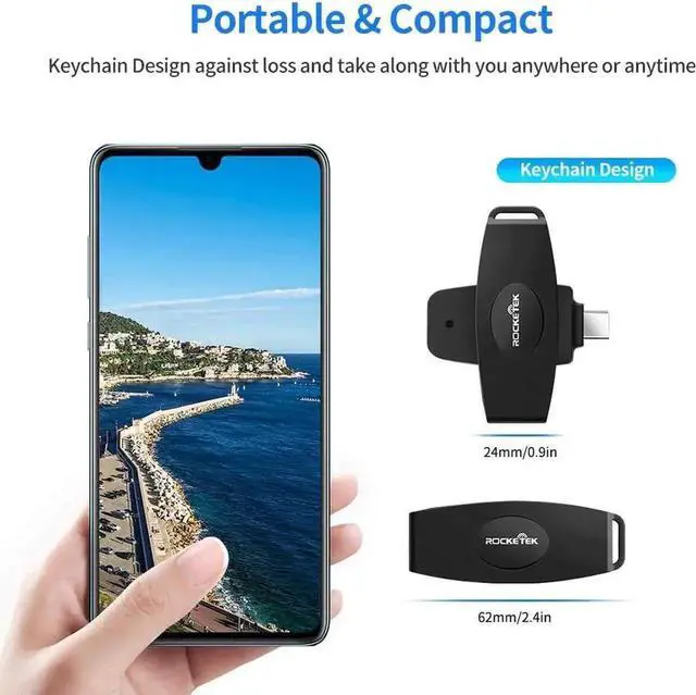 Alt view image 2 of 6 - WISDUM USB C DOD Military USB Common Access CAC Smart Card Reader and SIM Card Reader ID CAC Card Reader,Compatible with Mac Os, Windows,Linux