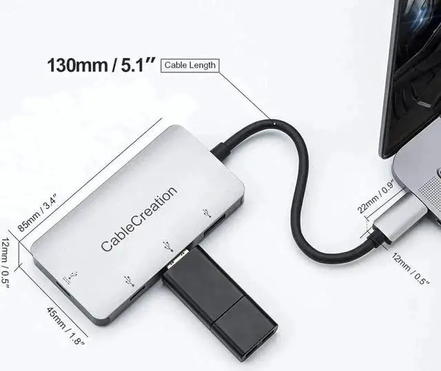 Alt view image 5 of 6 - WISDUM USB-C Hub for Laptop 8 in 1 USB C Dongle with 4K HDMI, 100W PD, USB-A 3.0 & 2.0 Port, TF/SD Card Reader, USB-C, 10/100M Ethernet, for MacBook Pro/Air, iPad Pro, XPS