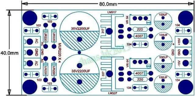 Alt view image 6 of 7 - WISDUM LM337 DC Adjustable Regulated Power Supply Board: Positive and Negative Regulated Power Supply Adjustable Module XR-103 (1Piece)