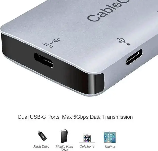 Alt view image 4 of 6 - USB C Hub,CableCreation Type C Multiport Adpater (Thunderbolt 3 Compatible), USB-C to 2 USB 3.0 + 2 USB C Female Charger Adapter, Compatible with MacBook Pro 2017, Surface Book 2 and More, Space GreyS