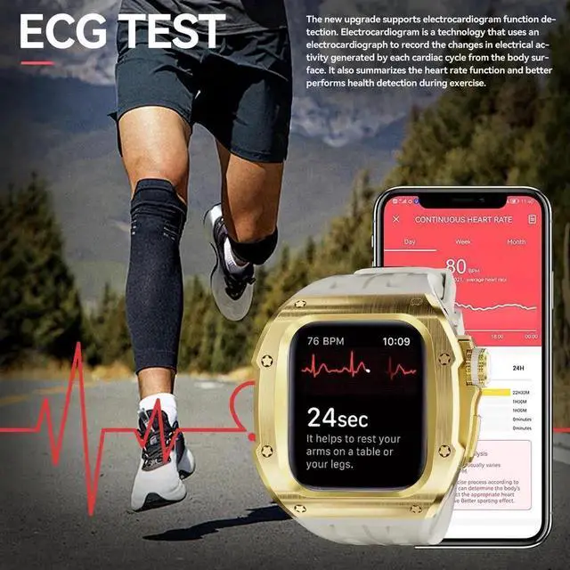 Alt view image 3 of 7 - WISDUM Mod Kit Stainless Steel Case for Apple Watch Series 10 46mm Rugged Metal Bumper Case Protective Wristband Replacement Band for iWatch 46 mm Gold