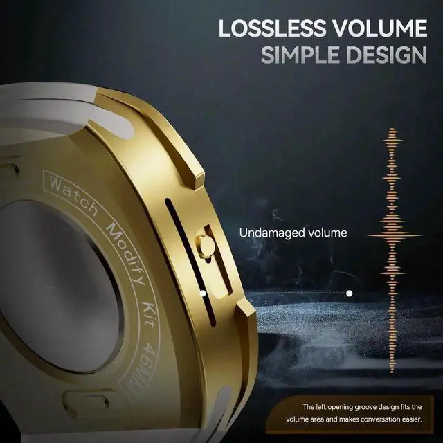 Alt view image 7 of 7 - WISDUM Mod Kit Stainless Steel Case for Apple Watch Series 10 46mm Rugged Metal Bumper Case Protective Wristband Replacement Band for iWatch 46 mm Gold