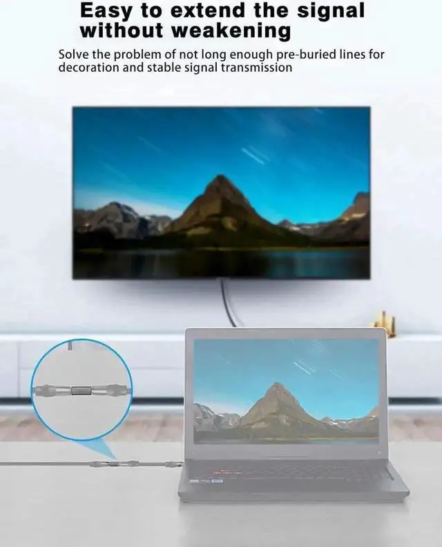 Alt view image 3 of 7 - WISDUM HD Adapter 4K/8K Compatible with HDMI 2Pack Female Male to Female Fully Shielded HD Connector (Straight Head M to F 4K)