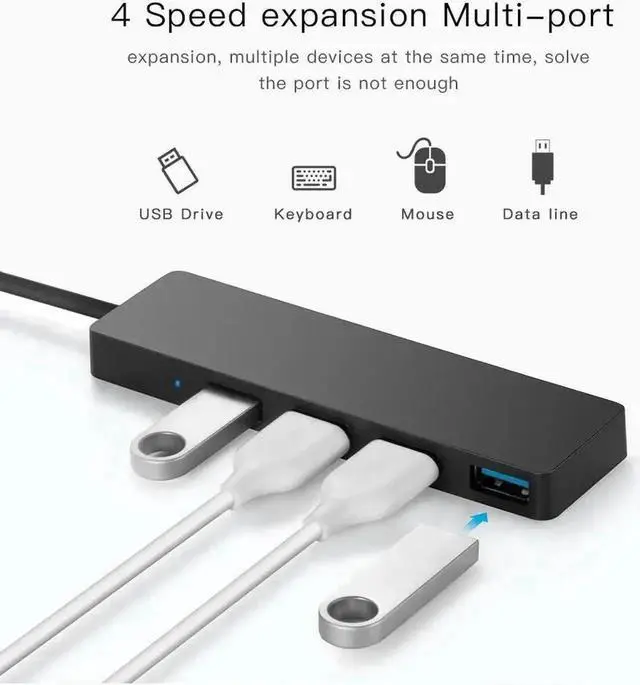 Alt view image 3 of 5 - WISDUM 1 PC Ultra Slim High Speed USB 2.0 3.0 Hub External 4 Ports Adapter Splitter USB Expander For Laptop PC Computer Peripherals