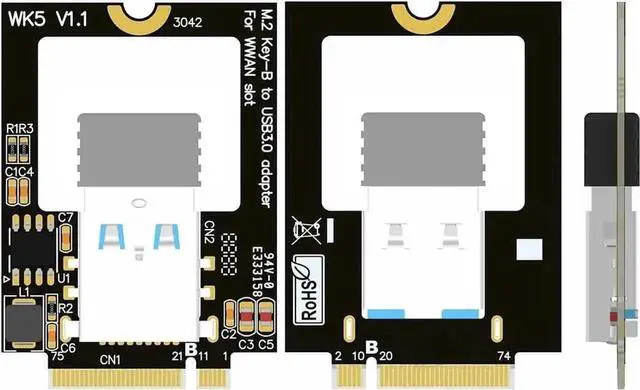 Alt view image 3 of 6 - WISDUM Wireless Network Card M.2 B Key to WiFi Converter USB 3.0 SSD NGFF 3042 Card 4G Slot for WWAN Slot