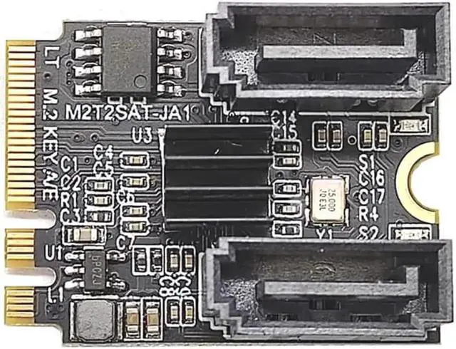 Alt view image 5 of 6 - WISDUM M.2 (A+E Key) Card NGFF to 2 Ports SATA3.0 / 6G Extention Card Hard Disk Drive-Free JMB582 (Short Version)