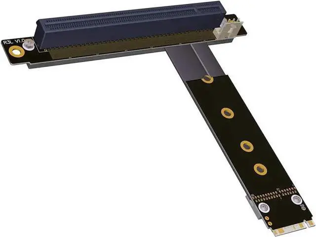 Alt view image 2 of 7 - WISDUM M.2 NGFF NVMe Key M Extender Cable to PCIE x16 Graphics Card Riser Adapter 16x PCI-e w/Vertical Bracket Stand Holder Base (25cm,Rubber Base)