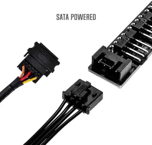 Alt view image 3 of 7 - WISDUM FH-07 SATA Powered Fan Hub with 7 PWM Ports Hub Splitter for 4-Pin & 3-Pin Computer Internal Fans