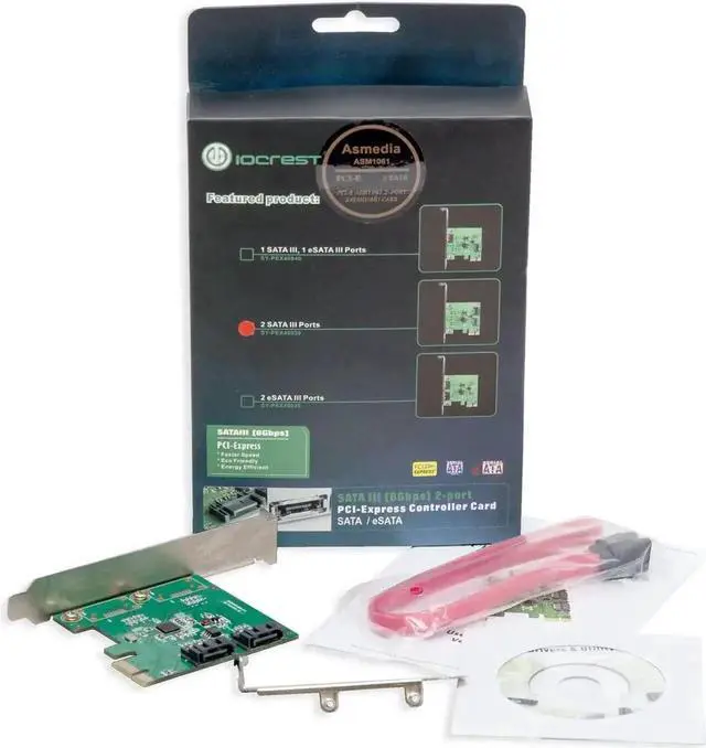 Alt view image 4 of 7 - WISDUM 2 Port SATA III PCI-e 2.0 x1 Controller Card Asmedia ASM1061 Non-Raid with Low Profile Bracket SY-PEX40039