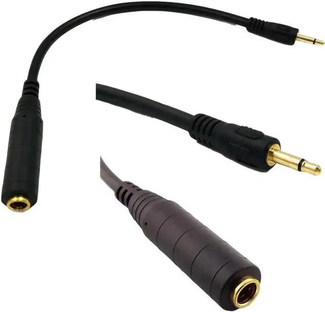 Main image of WISDUM 1pc 1Ft 3.5mm 1/8" Male to 6.35mm 1/4 Female Mono Audio Adapter Converter Connector Cord Black Cable