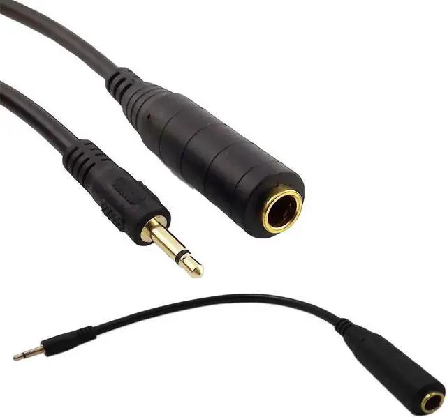 Alt view image 2 of 4 - WISDUM 1pc 1Ft 3.5mm 1/8" Male to 6.35mm 1/4 Female Mono Audio Adapter Converter Connector Cord Black Cable
